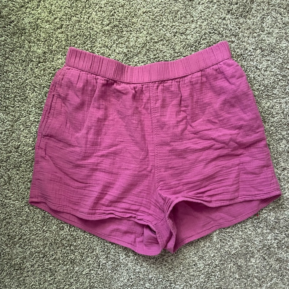 Pink linen shorts